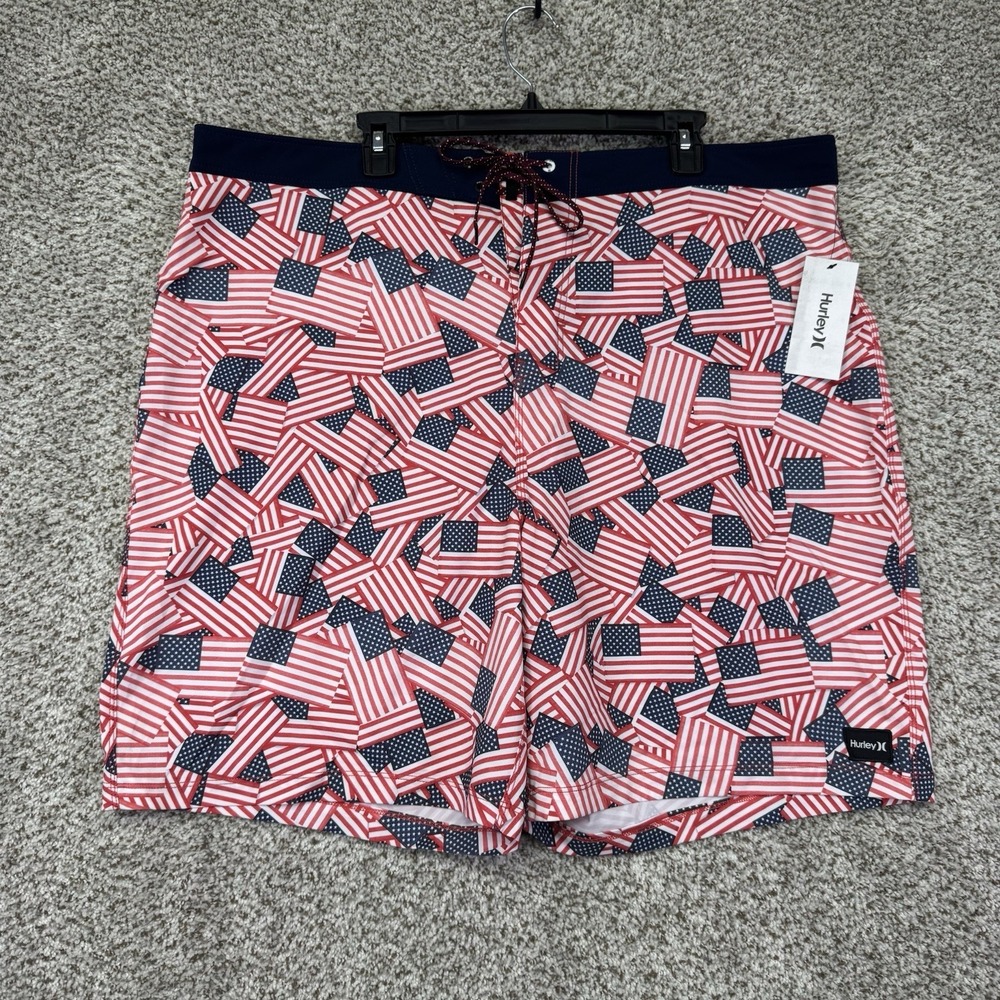 NEW‎ Hurley Phantom Board Shorts Men's 42 USA American Flag Independence Day